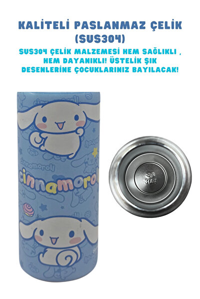 WİGGLE 600ml Cinnamoroll Licensed Lockable Lid Stainless Steel Thermos Flask with Straw