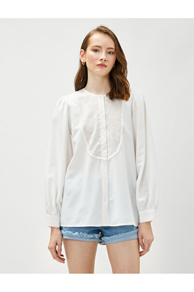 Koton Round Neck Brode Detail Shirt
