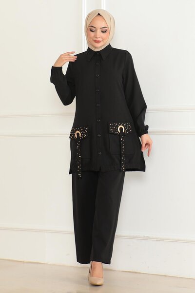 Missvalle Σετ με λεπτομέρεια τσέπης μαύρο 19229