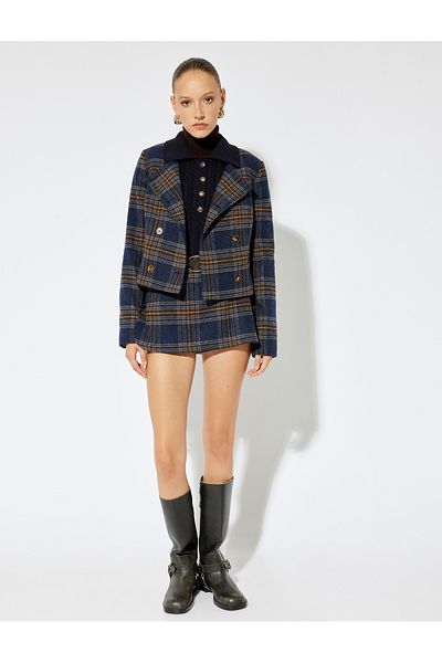 Koton Dark Blue Women's Low Rise Mini Skort
