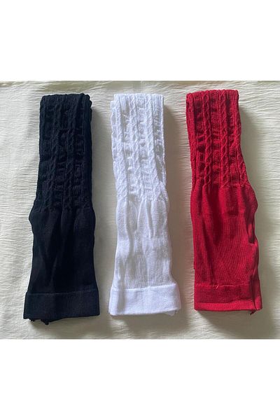 DÜVEN Girl's Knitwear Cotton Patterned 3-Piece Colorful Pantyhose (Pretty Karina Kilotlu Socks)