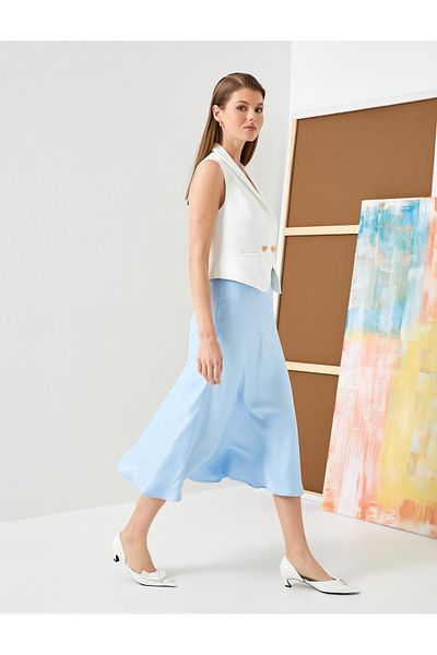 Koton Medium Rise Viscose Midi Skirt