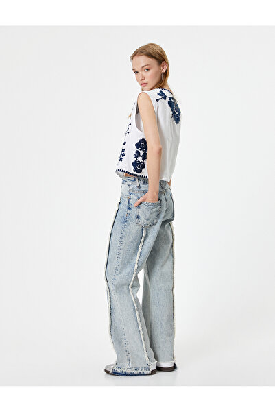 Koton White Women's Embroidered Vest