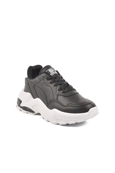 WALKWAY Black White Skin Lace-Up Women's Sports Shoes 159 g