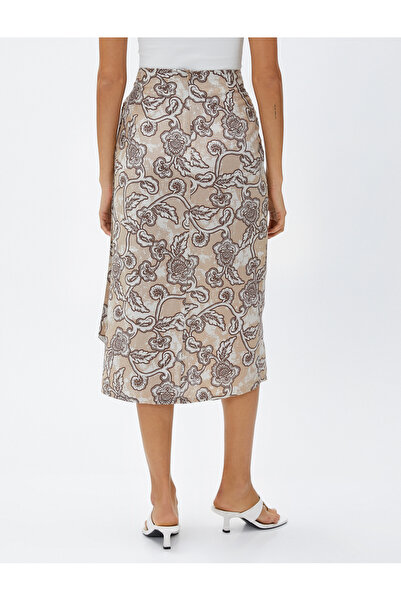 Koton Tie Detail Linen Mix Sarong Skirt