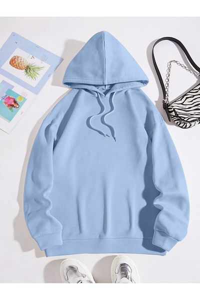 aynewmoda Women's Flower and Butterfly Printed Thermal Hooded Sweatshirt