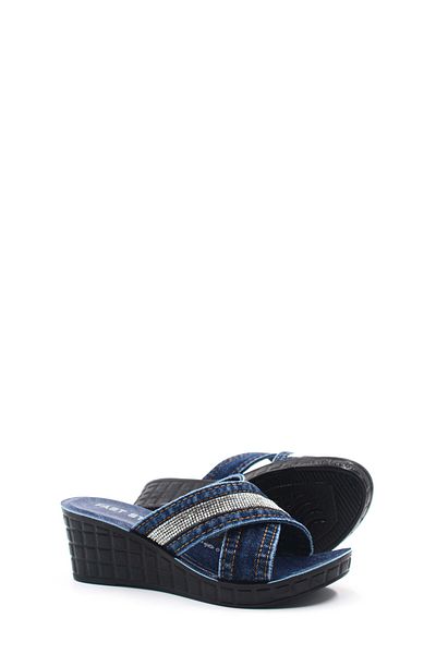 Ayakkabıhane Denim Women's Wedge Heeled Slippers Ah1E158261814