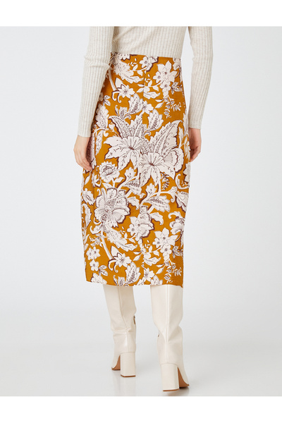 Koton Brown Women's Wrapped Floral Midi Skirt