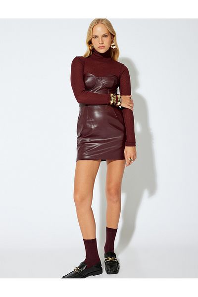 Koton Bordeaux Women's Turtleneck T-shirt