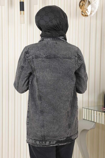 Missvalle Buttoned Denim Jacket Smoke 6009