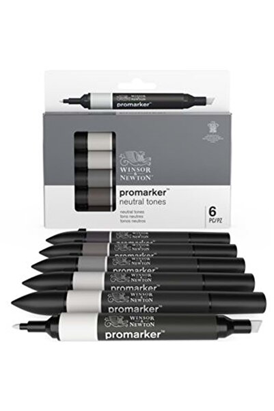 Winsor Newton مجموعة ألوان رمادية محايدة من Winsor & Newton Promarker (6 ألوان)