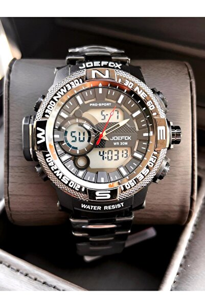 Joefox Steel Cord Digital and Analog 2 Years Warranty 3 Atm Water Resistant Men Wristwatch Joe2.Lc05