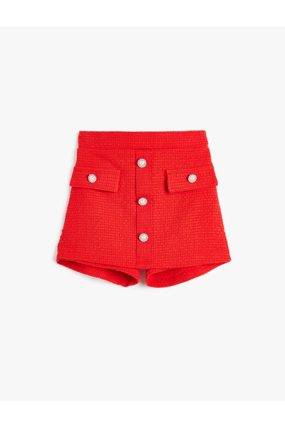 Koton Red Girl's Tweed Skort