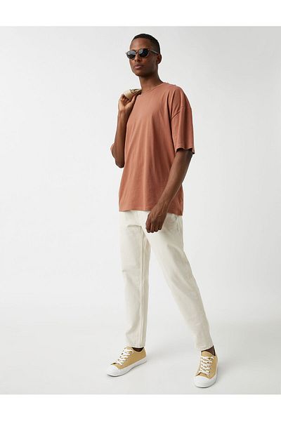 Koton Brown Men's Oversized Basic T-Shirt