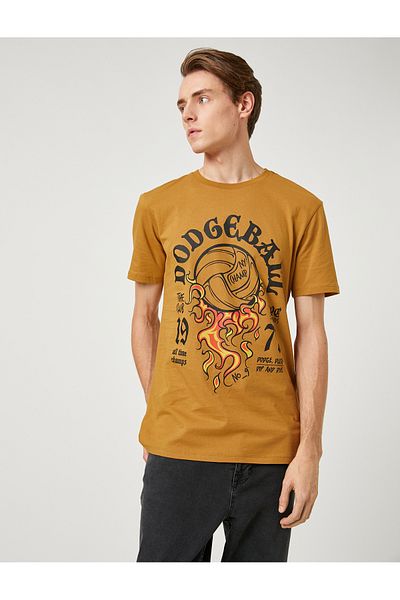 Koton College T-Shirt Printed Crew Neck Short Sleeve Slim Fit