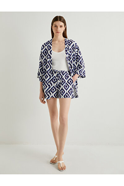 Koton Dark Blue Women's Drawstring Mini Shorts