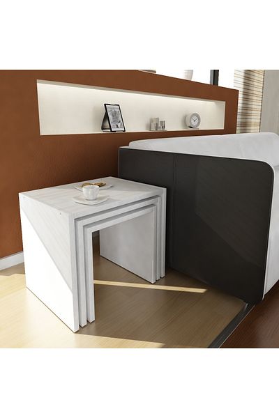 UnicUtil UnicUtil Multifunctional 3-Piece Coffee Table, 45 x 35 x 39 cm, White