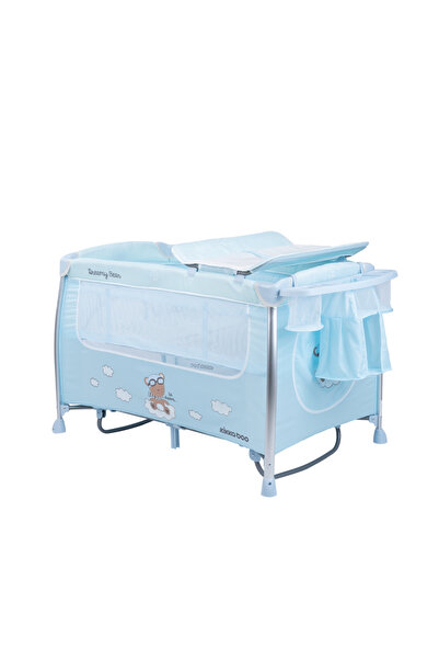 Kikka Boo KikkaBoo foldable crib with two levels and accessories included Dreamy Bear Mint/Blue