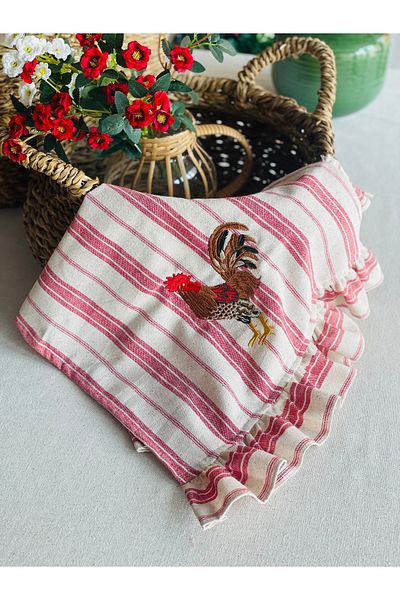 HOME OF BLOSSOM Embroidered Linen Kitchen Cover