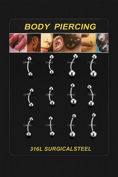 Bittox Gold-Silver Color Antiallergic Steel Stone Navel Eyebrow Tongue Ear Lip Nose Body Piercing (1Pcs)
