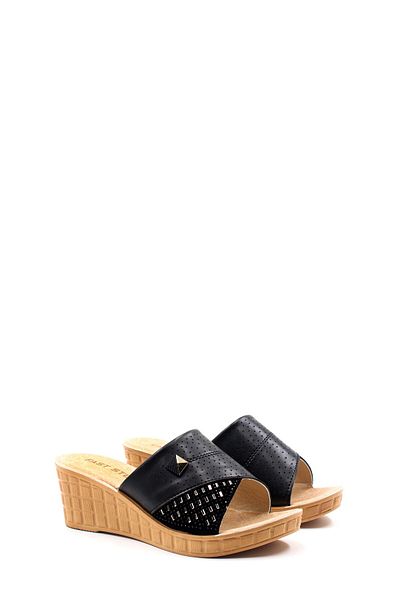 Ayakkabıhane Black Women's Wedge Heeled Slippers Ah1E158261755