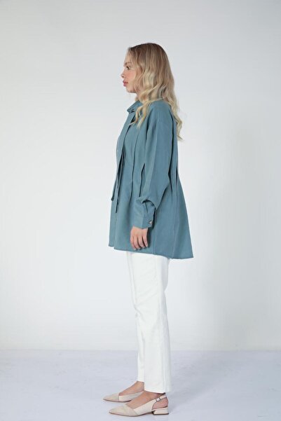 Suede Style 5831 - Poplin Sailor Collar Waist Tie Women's Shirt