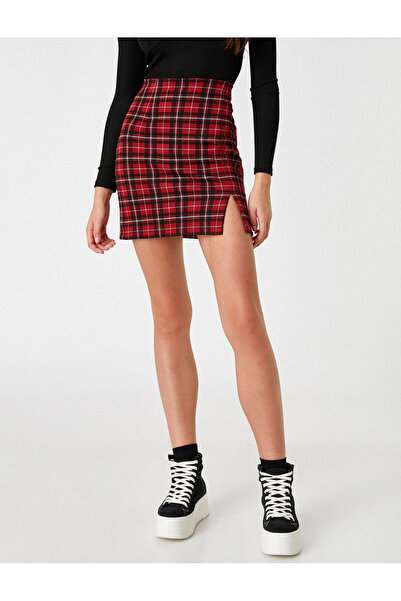 Koton Red Women's Slit Mini Skirt