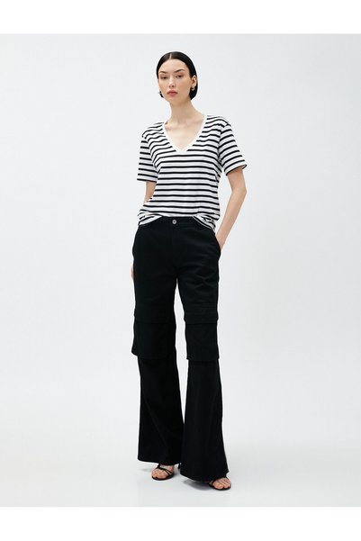 Koton V Neck T-Shirt Short Sleeve