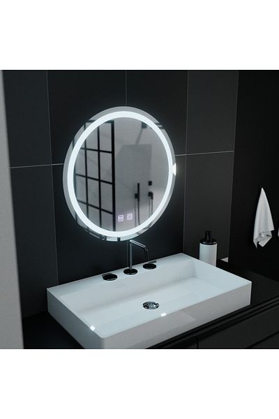 Alista Home Oglinda LED Rotunda, 70 cm, Lucea Touch, Sistem Dezaburire, Dimabila