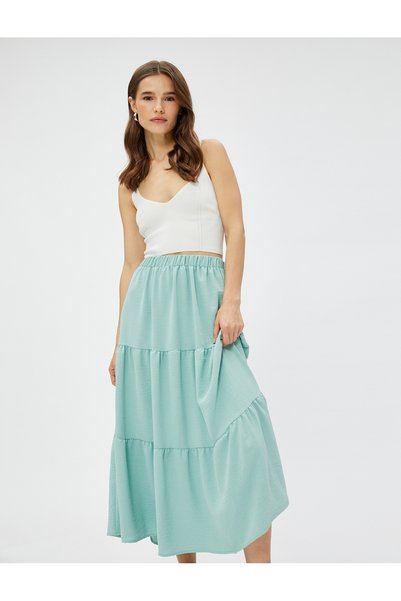 Koton Tiered Elastic Waist Midi Skirt