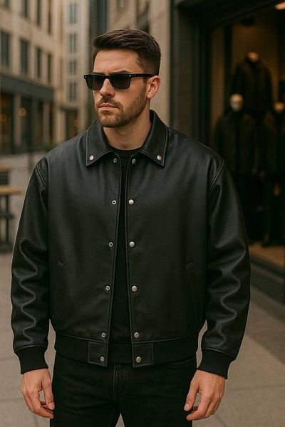 S&M CLOTHİNG NEW SEASON MEN'S OVERIZED LEATHER JACKET