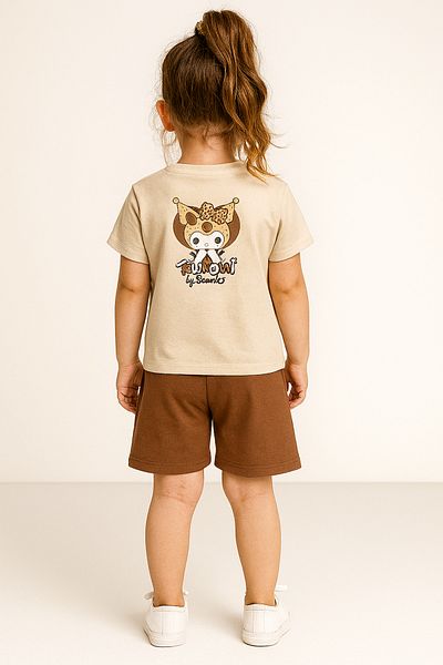 Uğur bebe Kuromi Leopard Girl's 100% Cotton Summer Set of Two Licensed Design