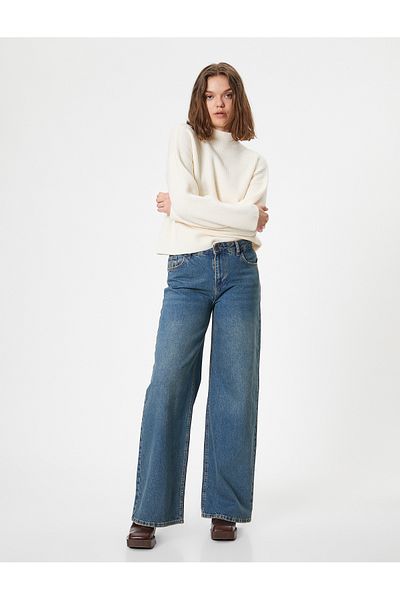 Koton Beige Women's Half Turtle Neck Sweater