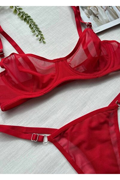 ROZENİN LINGERIE Basic Tül Balenli Rahat Kesim Tanga Hediyeli Sütyen İç Çamaşır Takımı