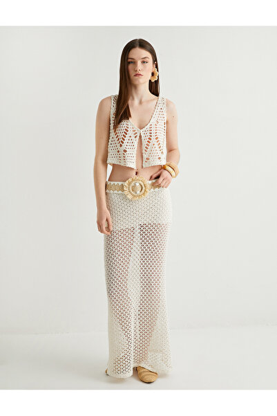 Koton Beige Women's Crocheted Skirt
