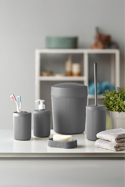 NY HOME 5 Piece Bathroom Set Anthracite