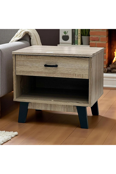 Kreslo Side table with drawer and open shelf - modern wooden design