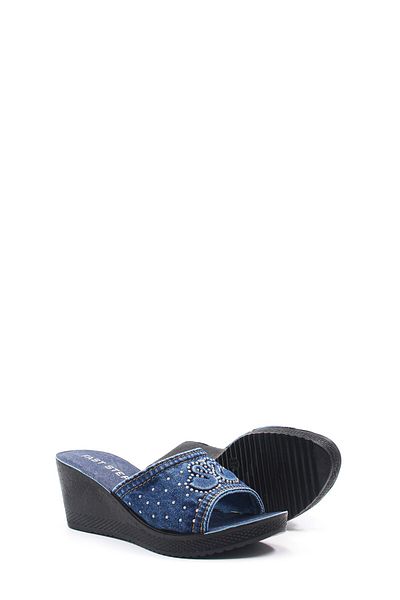 Ayakkabıhane Denim Women's Wedge Heeled Slippers Ah1E158261738