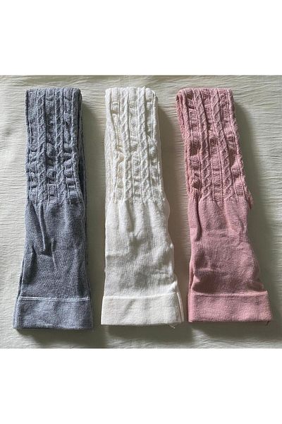 DÜVEN Girl's Knitwear Cotton Patterned 3-Piece Colorful Pantyhose (Pretty Karina Kilotlu Socks)