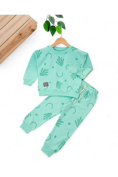 Ege Bebek 2-3-4-5-6 Years Girl and Boy Children's Seasonal 2 Thread Embroidered Tracksuit Set