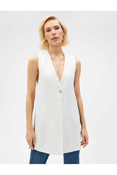 Koton Midi Vest Slit Detail One Button
