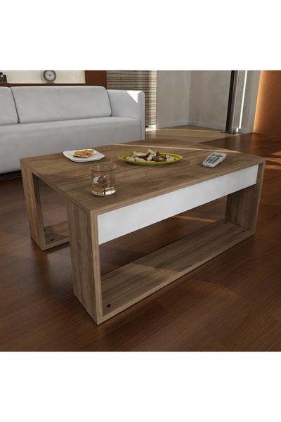 UnicUtil Masa de cafea Gorder, 80 x 60 x 35 cm, Alb Nuc