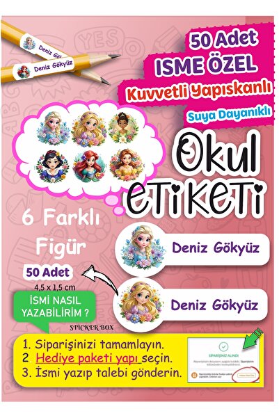 Think And Print Okul Etiketi Kalem Defter isimli Etiket Isim Yazılabilen Pren...