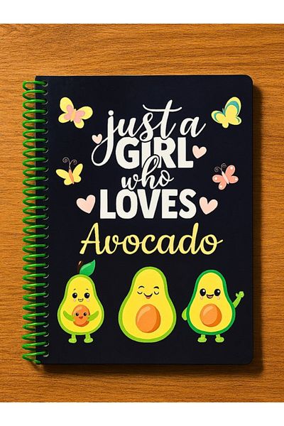 Deco Elit Just a Girl Who Loves Avocado Design Spiral Check Notebook – 80 Sheets, 160 Pages (18 X 24 cm)