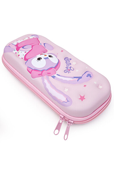 DNS Etui penar fete pentru scoala, cu 1 fermoar, neechipat, 3D Iepuras, roz d...