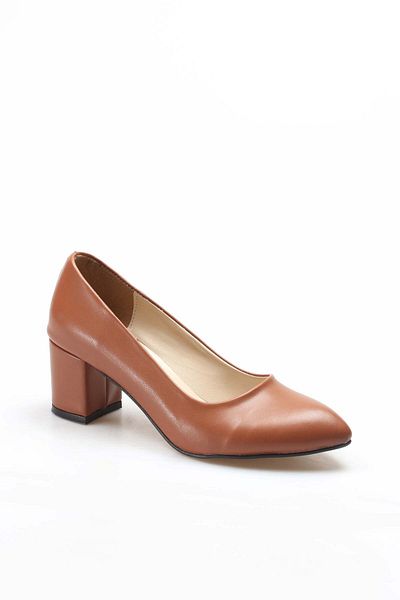 Ayakkabıhane Taba Comfortable Women's Thick Heeled Shoes Ah1E961261654