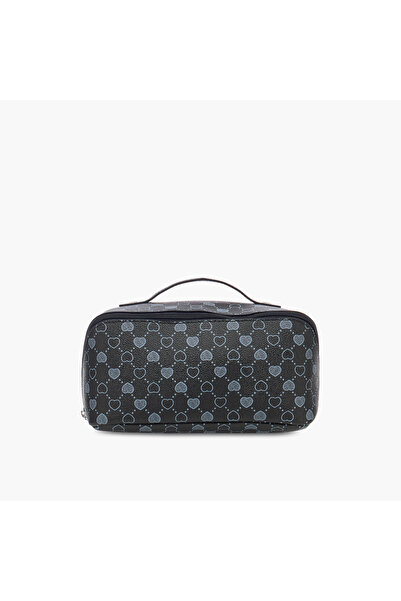 Lifestyle Heart Print Cosmetic Pouch with Zip Closure