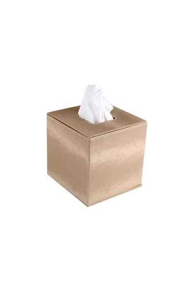 Lamsit Ibdaa Leather Tissue Box Holder, Magnetic Bottom, Square, Beige