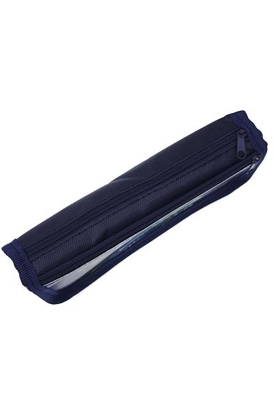 DNS Boys' school pencil case, case, with 2 zippers, 2 compartments, unequipped, navy blue, Racheta, 5306