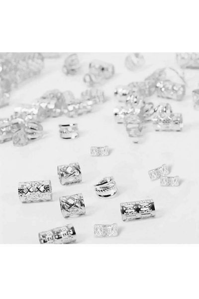 LORESİMA AKSESUAR Silver Color Mixed Model Hair Cube 10 Pieces